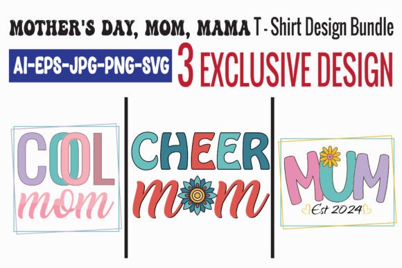 Cool Mom, Cheer Mum T Shirt Design Bundle